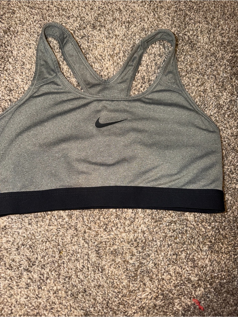 Nike Dri-FIT Women's Solid Gray/Black Racerback Sports Bra Size L